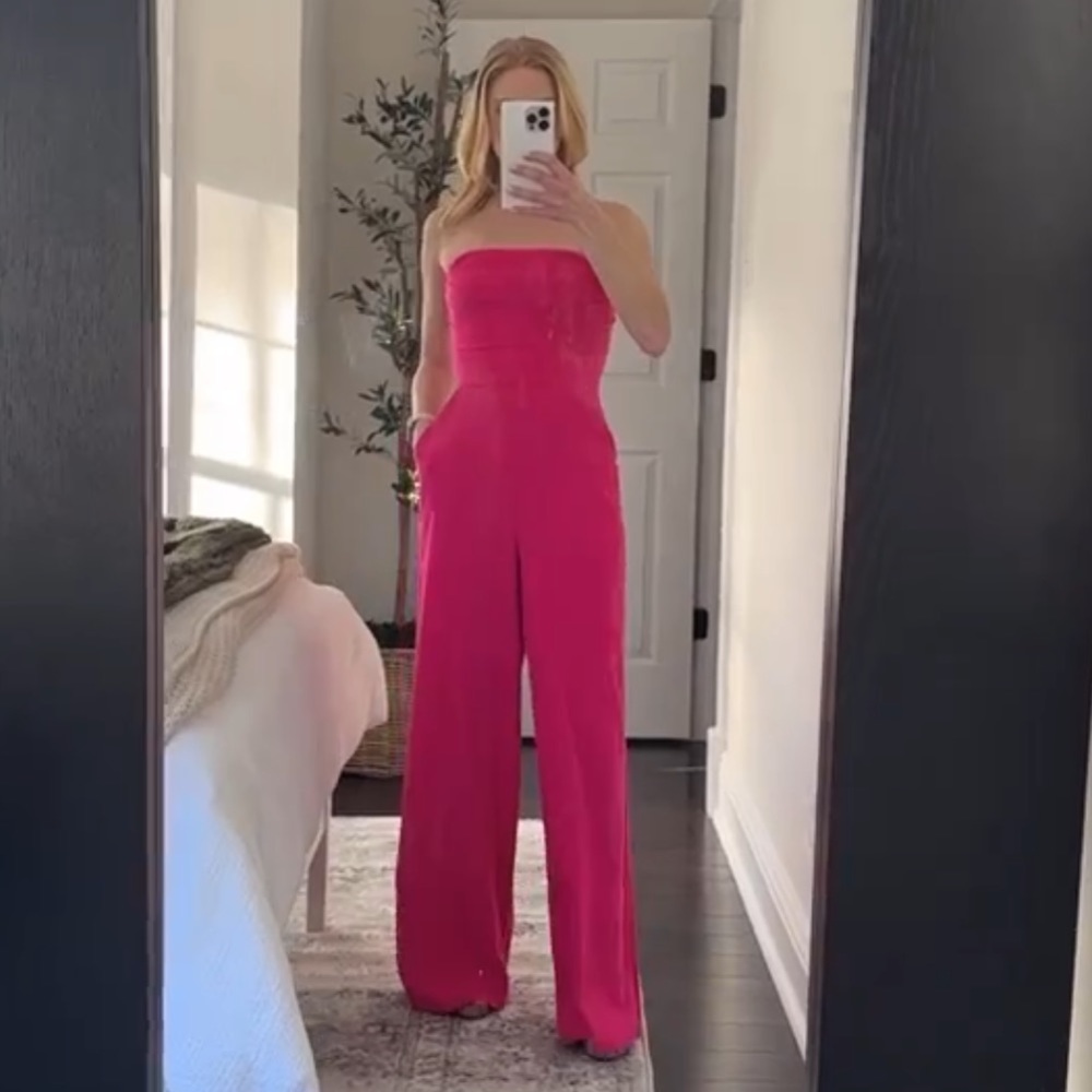 Pink wide leg jumpsuit